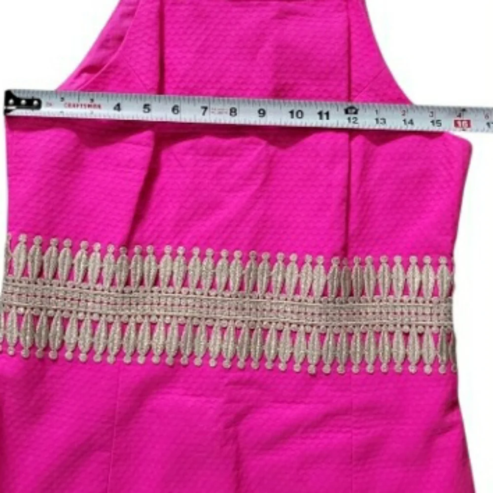 Lilly Pulitzer Ashlyn Pink Magenta Gold Shift Dress Sleeveless Summer Women 8 - Picture 9 of 14